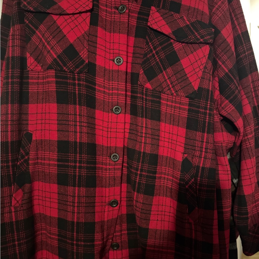 Torrid Red and Black Plaid Shirt